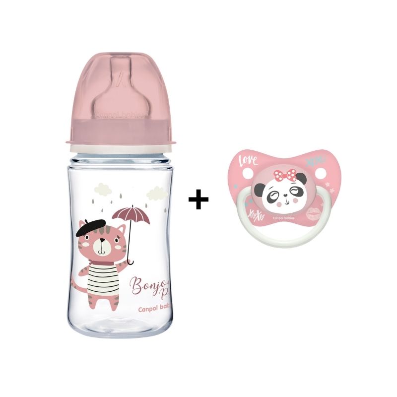 CANPOL SET EASY START ROSE BIBERON 240ML+SUCE ORTHO 164