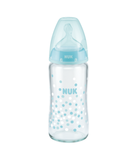 NUK BIBERON EN VERRE FIRST CHOICE bleu 0-6 MOIS 240ML