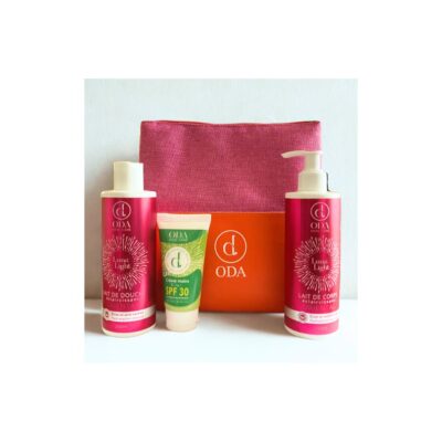 ODA LAIT DE DOUCHE +LAIT DE CORPS+CREME MAINS SPF 30+TROUSSE (OFFERT)
