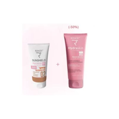 RONCEY COFFRET SUNSHIELD 02 SPF 50+ WATERPROOF 50ML+HYDRASKIN HA GEL PEAUX SECHES 200ML (-50%)