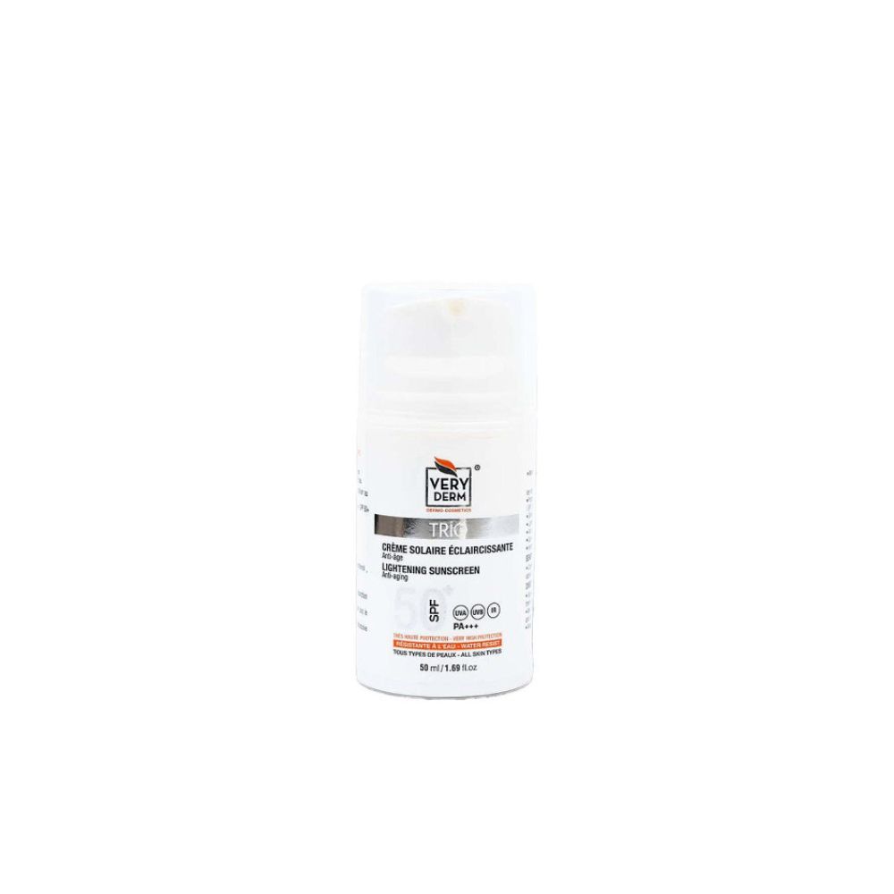 Very Derm -TRIO- Crème solaire éclaircissante anti-âge SPF50+ – Invisible – 50ml