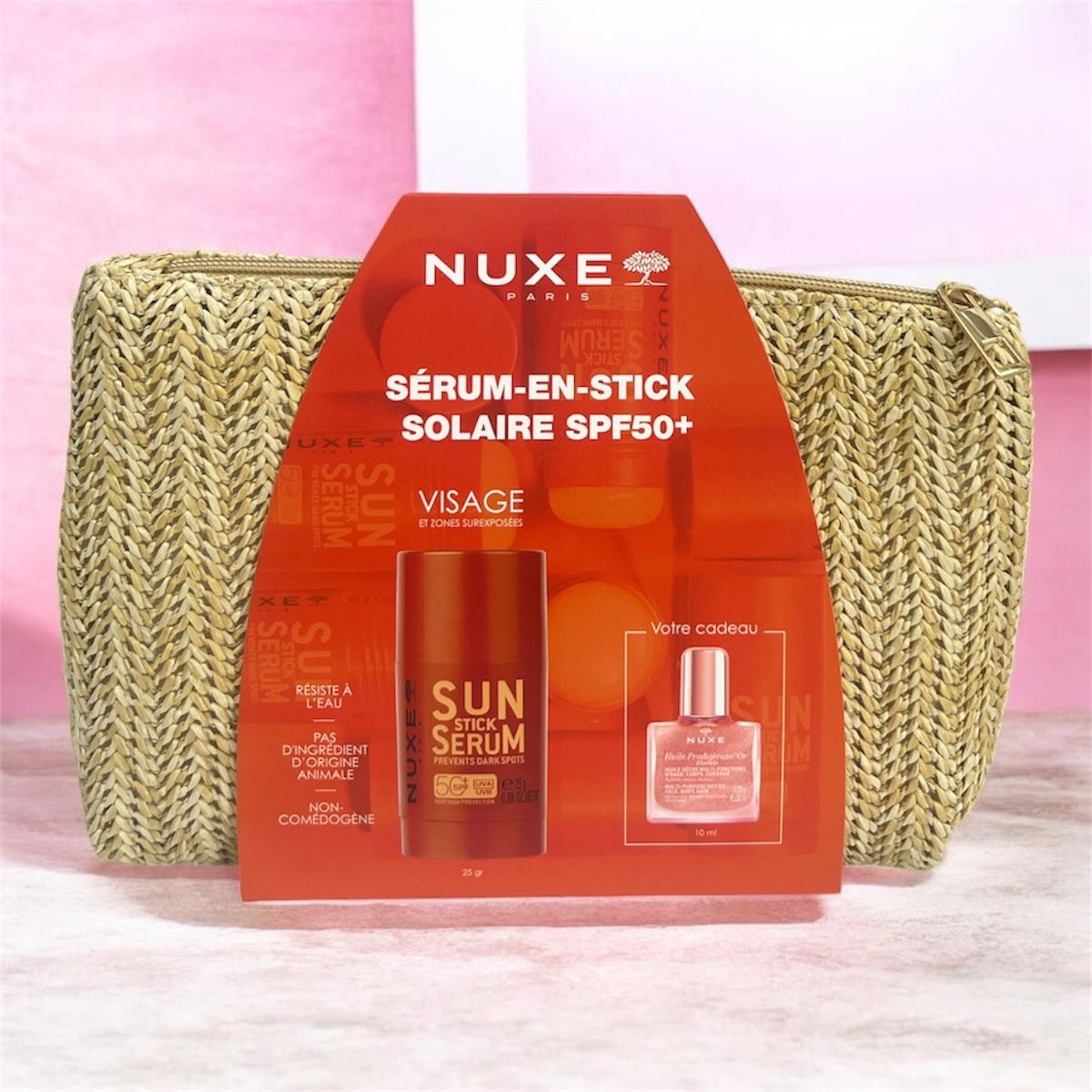 Nuxe trousse sérum en stick solaire spf 50+ + huile prodigieuse